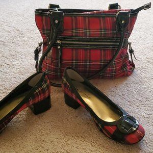 Women's Anne Klein Red Plaid Shoes and Purse
